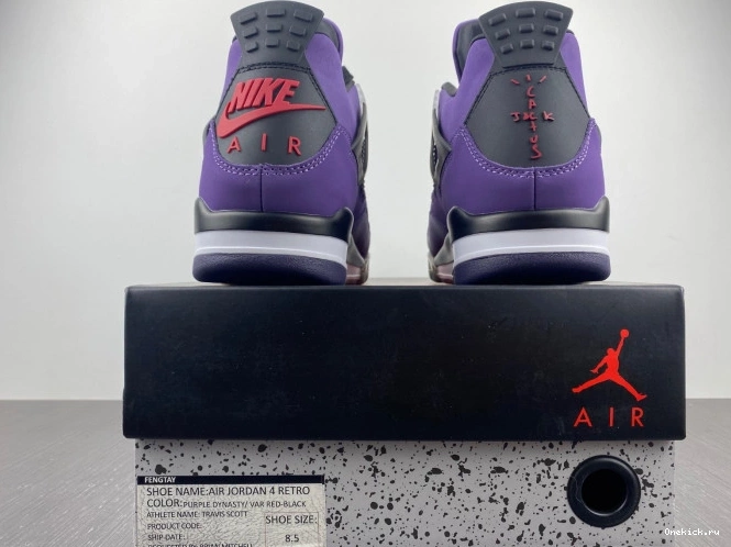 One Kick Jordan and LN4 Family) 766296 Retro 4 Purple (Friends Travis Scott 0713